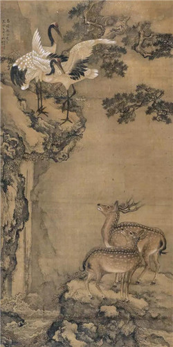 沈铨 松鹤延年图 190×95cm 约16.2平尺