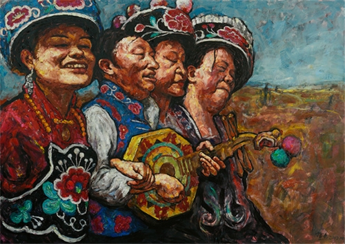 《四喜》布面油画